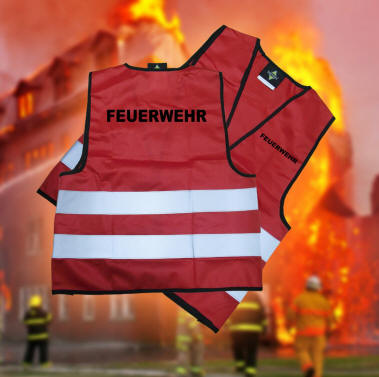 Warnweste, leuchtorange, mit Aufschrift FEUERWEHR